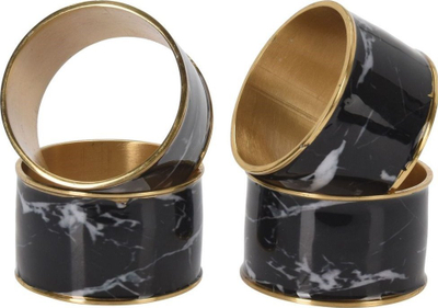 Set unaza pecetash, 4 copë, diametër 4.5 cm, metal, ngjyrë ari