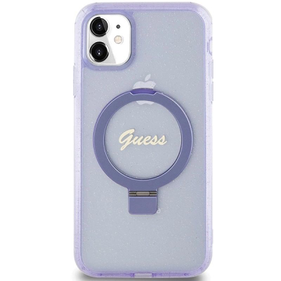 Mbulesë telefoni Guess Ring Stand Script Glitter MagSafe për iPhone 11 / Xr 6.1\", lejla me xixa