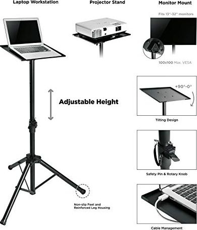 Stativ laptopi Joby GorillaPod Mobile Mini, lartësi e rregullueshme 108 178cm, platformë 40x30cm, i zi