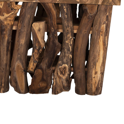 Konzolë teak natyral 100×35×75 cm (FB99336)