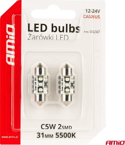 Llamba LED CANBUS AMiO C5W 31mm, 12SMD, 12/24V, dritë e bardhë