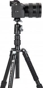 Tripod për kamerë Fotopro 58, alumin, kokë sferike, 8 kg, i zi