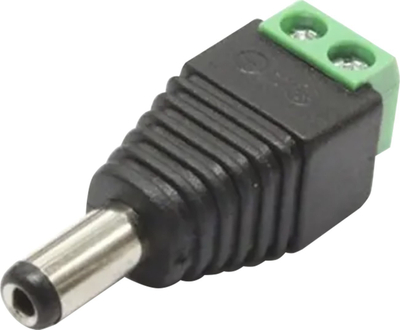 Konektor DC mashkull për LED, 2.1/5.5 mm, deri 48V, i zi