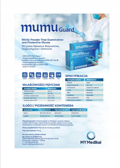 Ракавици од нитрил Mumu Guard, S, без пудра, 100 парчиња, сини