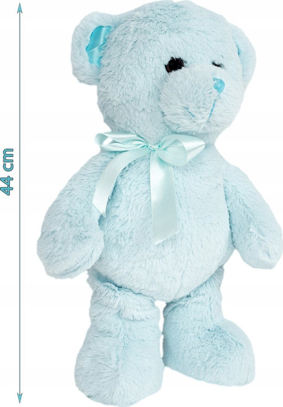 Arush pelushi Smily Play Plush Teddy Bear, lodër për bebe, blu e çelët