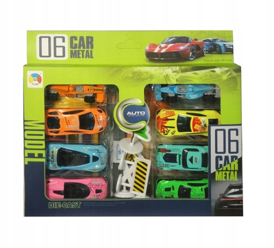 Set lodrash makina metalike Auto Model, 8 copë, me tapet, shumëngjyrëshe