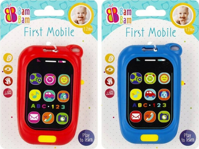Музичка играчка телефон BAM BAM 515073, со звуци, за деца 12m+, црвено сина
