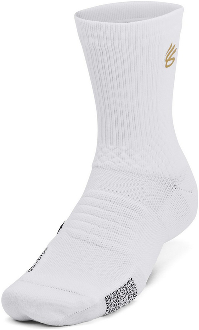 Кошаркарски чорапи Under Armour Curry ArmourDry Playmaker Mid Crew, ArmourDry, бели