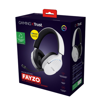 Гејминг слушалки Trust GXT 491W Fayzo, со и без кабел, стерео, бело и црно