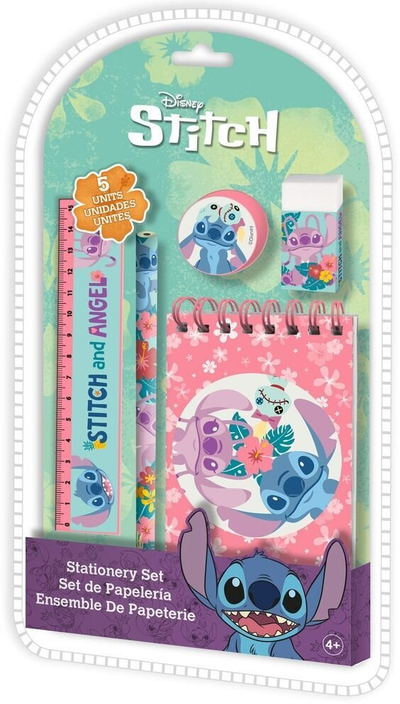 Set shkrimi Disney Kids Licensing Stitch, 5 pjesë, me fletore me spirale, shumëngjyrësh