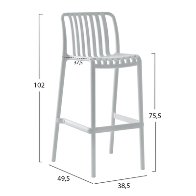 Stol bari Convee 38,5×49,5×102 Hcm (HM6098.01), bardhë