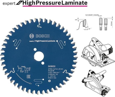 Teh rrethor Bosch Expert High Pressure Laminate, 190mm, 56 dhëmbë, hapje 30mm