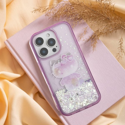 Mbulesë telefoni Hello Kitty Liquid Glitter 50th Anniversary Party, për iPhone 16 6.1", model HKHCP16SL50PPU, lejla
