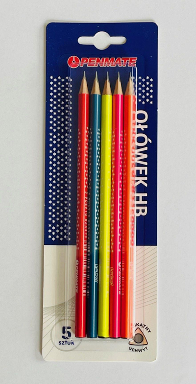 Set lapsash trekëndorë Penmate Triangular Pencil Stars, 5 copë, grafit HB, me ngjyra të ndryshme