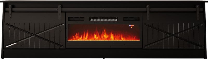 Komodë TV Cama Meble Granero, 35x56.7x200cm, oxhak elektrik, e zezë
