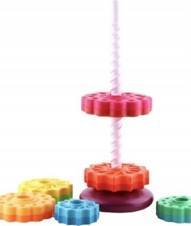 Lodër zhvillimore Bam Bam Rainbow Spiral Pyramid, piramidë me unaza, 12m+