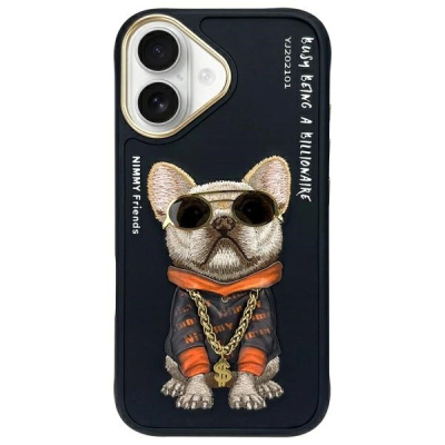 Futera Nimmy Glasses Cool Dog për iPhone 16 6.1", mbrojtëse e fortë, e zezë