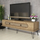 Kabinet TV Kalune Design Ekol, me rafte dhe dyer, dru natyral