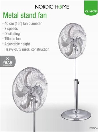 Ventilator për dysheme Nordic Home FT-564, 50W, 40cm, krom