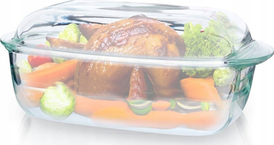 Enë pjekjeje qelqi Vilde, 3L + 1.5L, me kapak qelqi, transparente