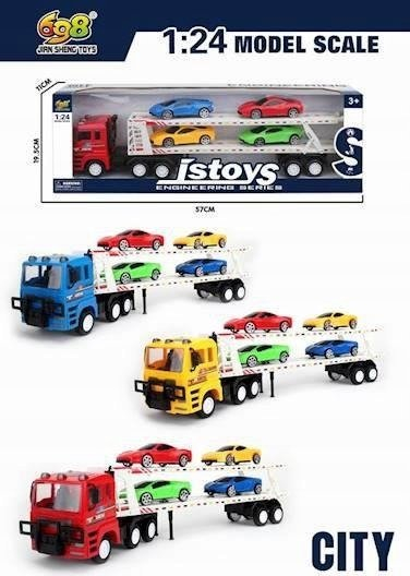 Set lodrash kamion tërheqës Maksik, me makina 1:24, 57cm, shumëngjyrësh