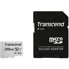 Kartë memorie Transcend 300S, 256GB microSDXC Class 10, me adapter, argjendi dhe e zezë