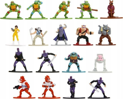Set figurina metali Jada Toys Turtles Nanofigs Wave 1, 18 copë, shumëngjyrëshe