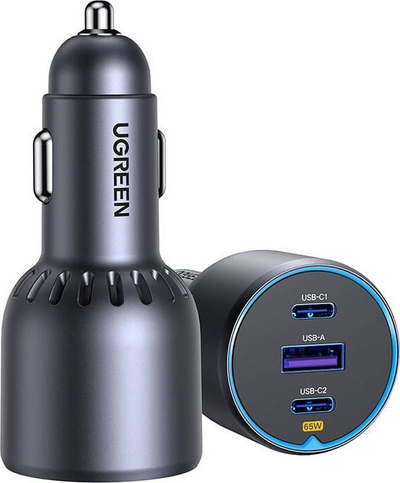 Karikues makine Ugreen 75W, 3 porta, karikim i shpejtë, gri