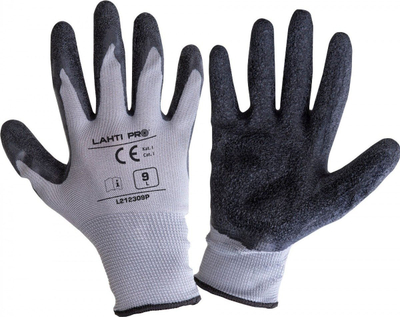 Doreza pune Lahti Pro L212309P, latex, madhësia 9, 12 palë, të hirta