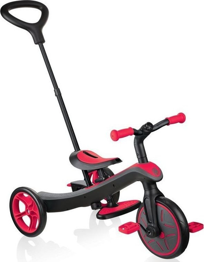 Tricikletë‑karrocë Globber Explorer Trike 4‑në‑1 632-102-2, me tendë UPF 50+, e kuqe me të zezë