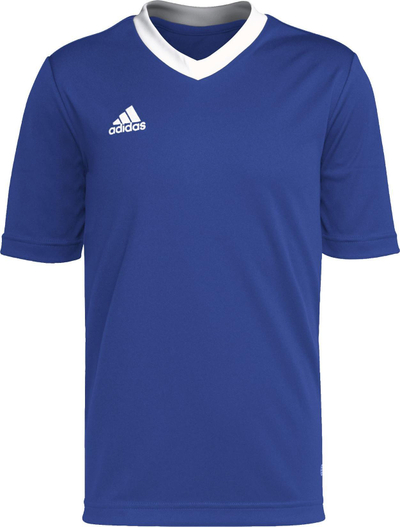 Bluzë sportive për kalamaj Adidas Entrada 22 Jsy Jr, AeroReady, 100% poliester i ricikluar, blu me të bardha