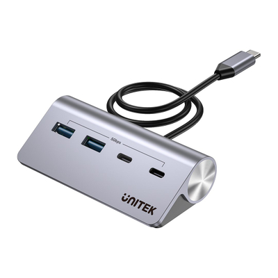 USB раздвојувач Unitek алуминиумски, 4 порти, 5 Gbps, сребрено сив