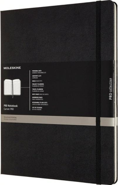 Fletore Moleskine Pro Collection, format 8.5" x 11", me vija, kapak i fortë, e zezë