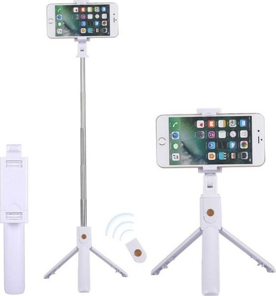 Shkop selfie me tripod K07, me telekomandë Bluetooth, i bardhë