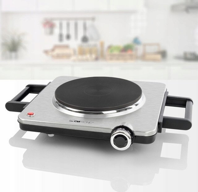 Plitë elektrike Clatronic EKP 3788, 1500W, 18cm, çelik inox argjendtë