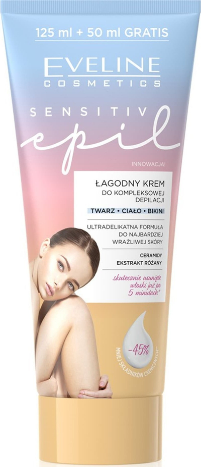Krem depilues trupi Eveline Cosmetics Sensitive Epil, për lëkurë të ndjeshme, 175ml