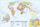 Hartë tavoline gjeografike World Desk Map Line, botë politike, shumëngjyrëshe
