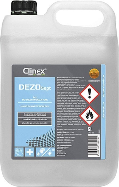 Дезинфекциски гел за раце Clinex DEZOSept, 70% алкохол, 5L, проѕирен