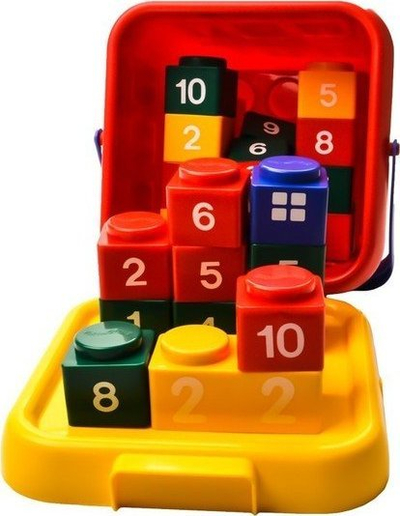 Set blloqesh Viking Toys kovë me blloqe me numra, 30 copë, me numra, shumëngjyrëshe