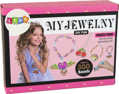 Set lodrash DIY Jewelry Making, 300 rruaza, markerë me ngjyra, multicolor