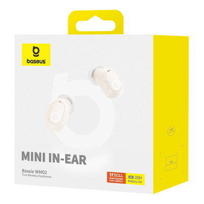 Слушалки Baseus Bowie WM02, TWS без жици, Bluetooth 5.3, бели