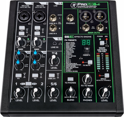 Mиксер аудио Mackie ProFX6v3, 6 канали, USB, црн