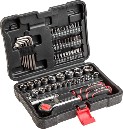 Set mjetesh Top Tools 38D515, 63 copa, me kuti plastike, i zi