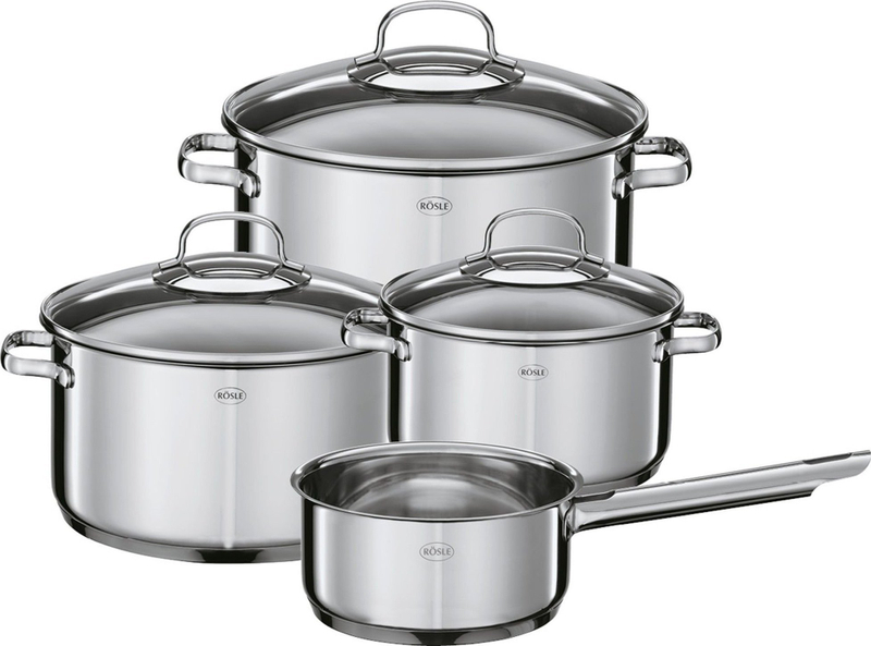Set tenxheresh Roesle Elegance, 4 pjesë, çelik inox, kapakë xhami