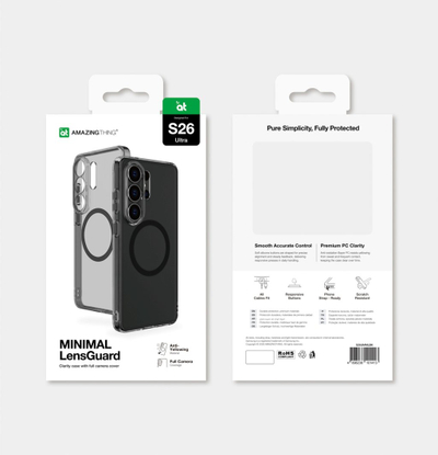 Mbështjellësi Amazingthing Minimal Mag Lens Case për Samsung Galaxy S26 Ultra, MagSafe, i zi