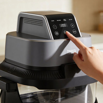 Fritezë me ajër Teesa Glass Air Fryer TSA8090, 1500W, 4L + 1.5L, e zezë