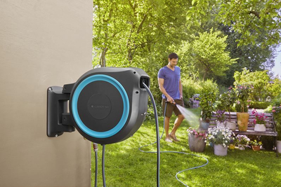 Bobinë muri për zorrë uji Gardena RollUp M/L, 25 m, gri blu