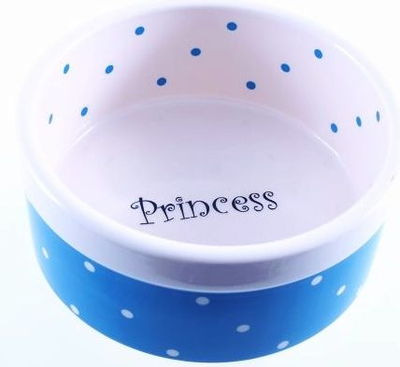 Pjatë qeramike për qen Yarro Princess Blue, 13x5.5 cm, blu