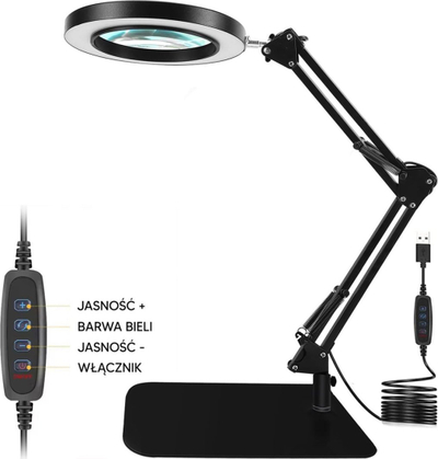 Llambë tavoline kozmetike ZD141, lupë 3x, LED, e zezë