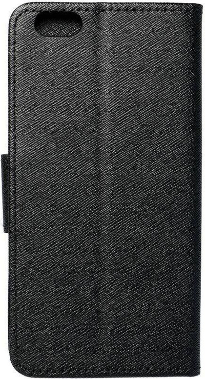 Këllëf-portofol Fancy për iPhone 6 Plus / 6S Plus, lëkurë eco, me vende për karta, i zi